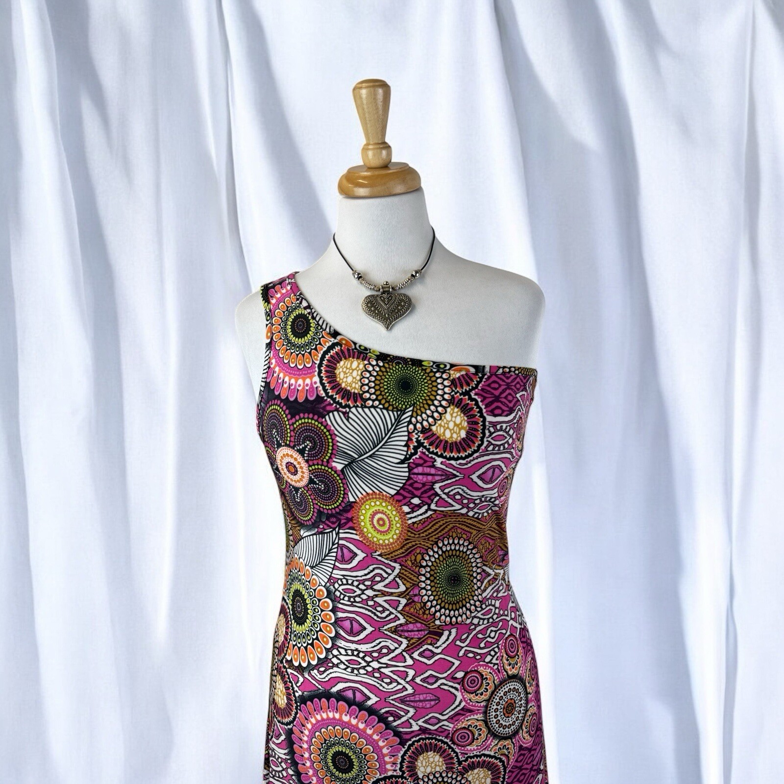 Y2K Flower Off Shoulder Maxi Sundress Boho Tropical Vacation Summer Size Large