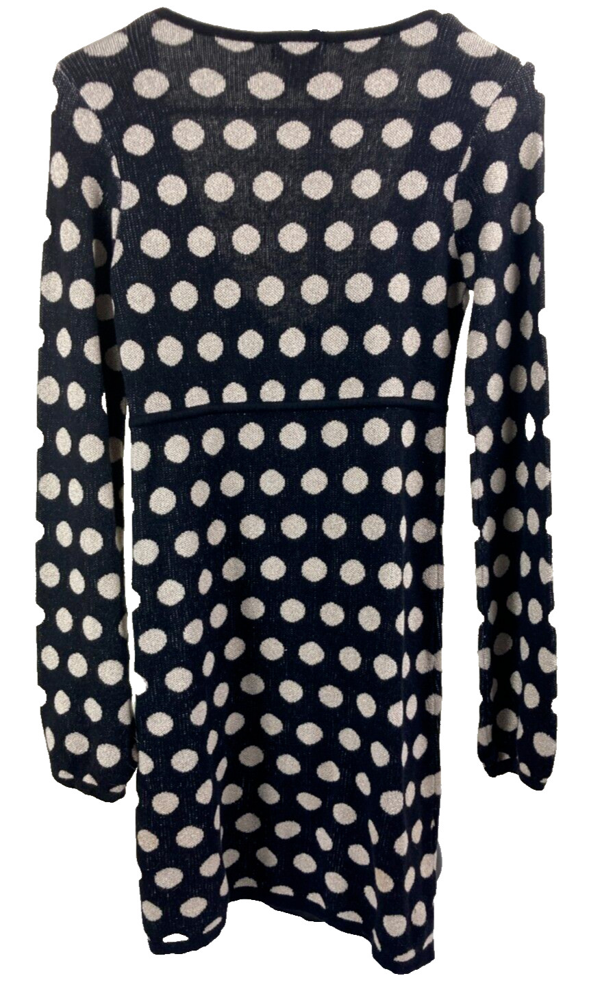 Kensie Girl Black & White Polka Dot Sweater Dress Zipper Long Sleeve Cute Size S