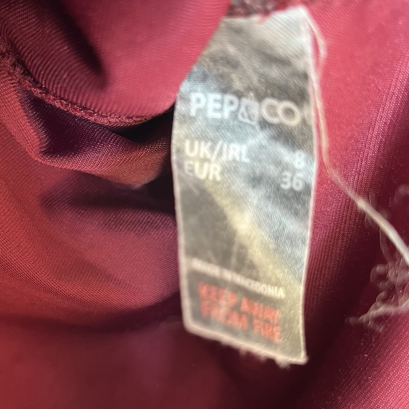 Pep&Co size 8 burgundy velvety mini Dress