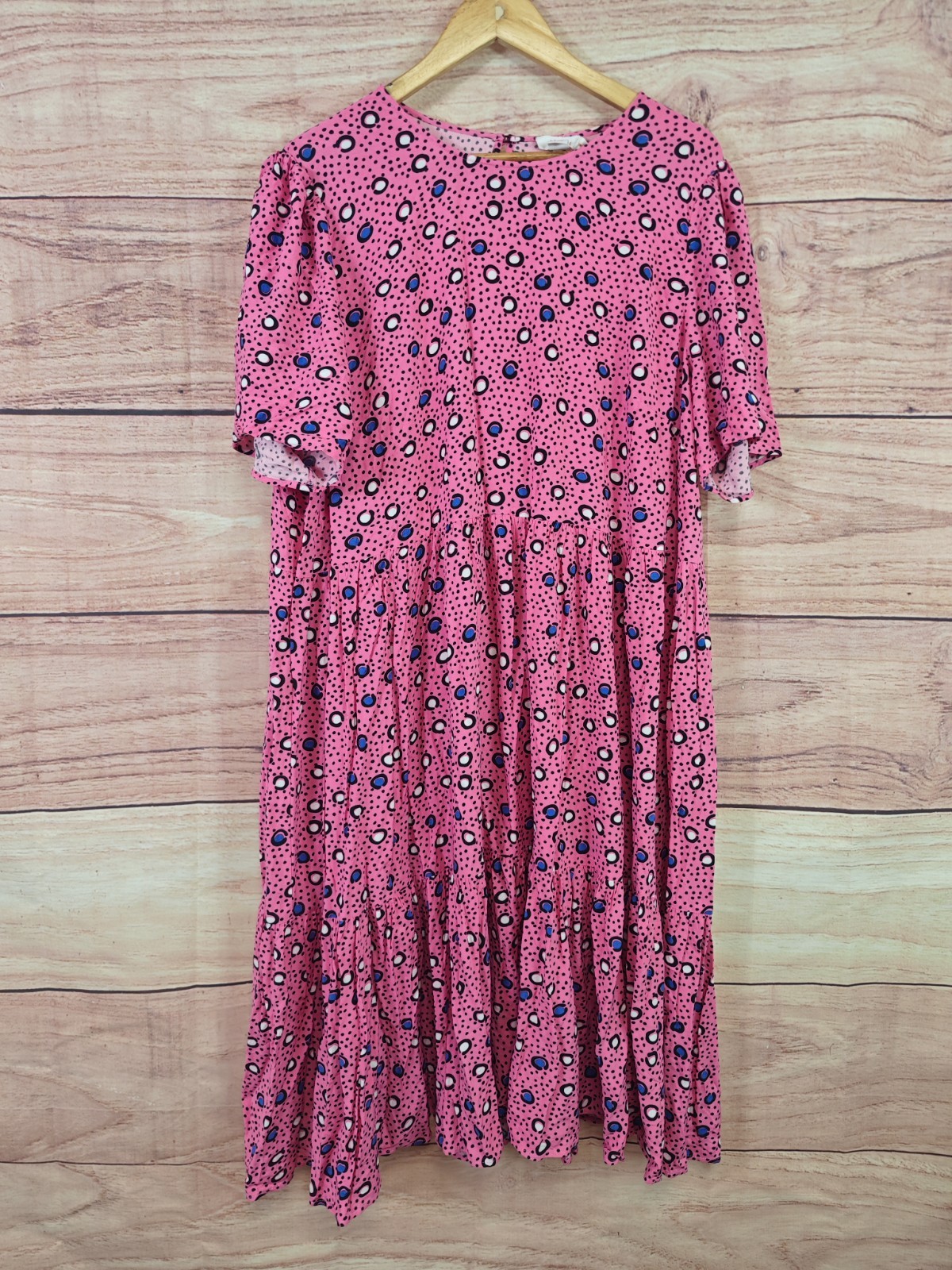 FINERY size 22 pink spotty patterned midi dress new