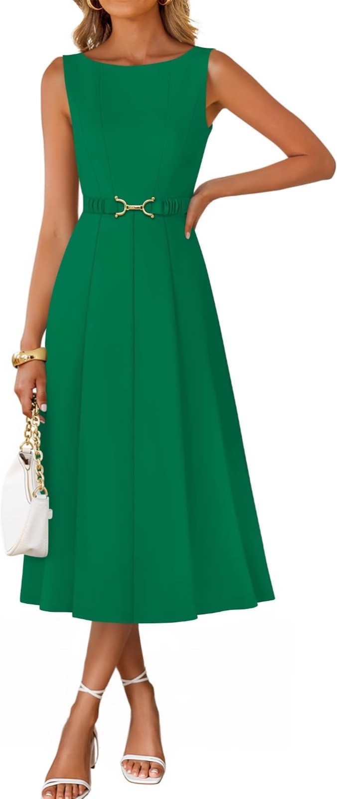 ZESICA Women Summer Sleeveless Midi Dress Small