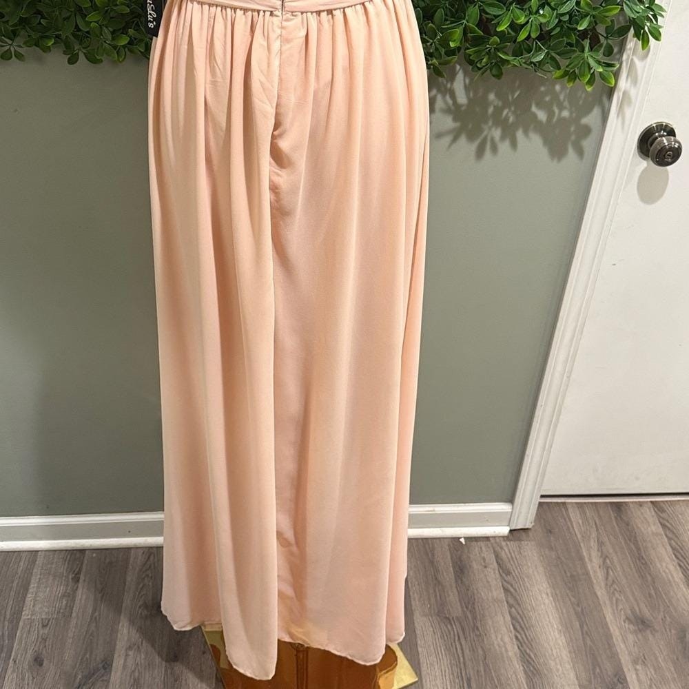 NWT- Moonlight Serenade Peach Strapless Dress w/ Slit