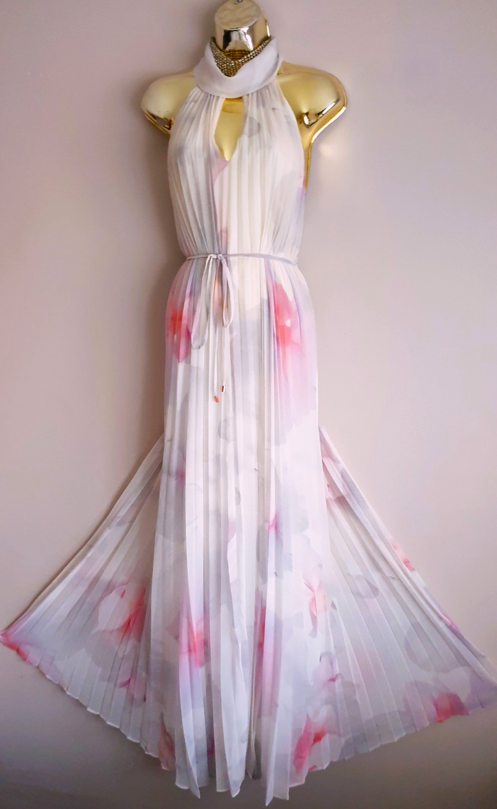 Ted Baker RARE Cotton Candy Full Pleated Flared out Maxi Evening Dress UK12 TB3