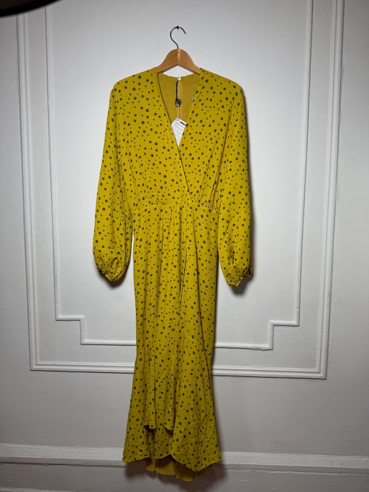 NWT Silvia Tcherassi – Giannini Dress Lemon Dots 100% Viscose Bishop Sleeve Sz M