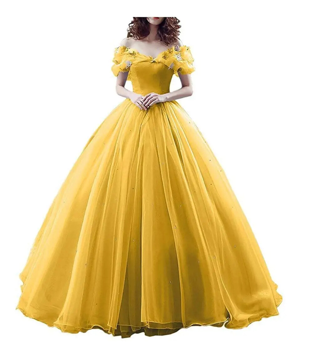 Ball Gown Princess Cinderella Butterfly Off the Shoulder Ball Gown Prom Dresses