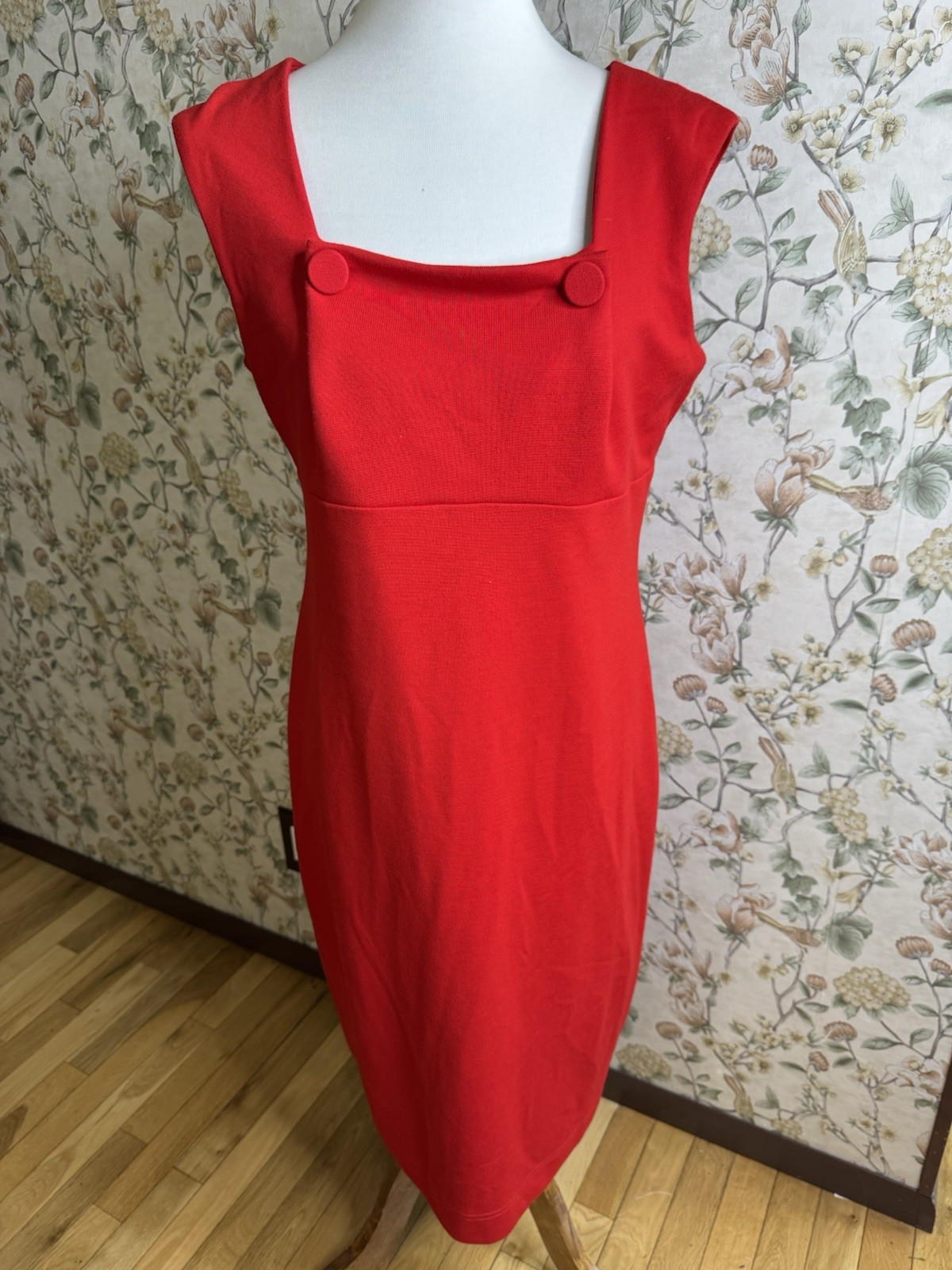 Adrienne Vittadini Red Dress Size 10 Sleeveless Dress Midi Career Wedding Work