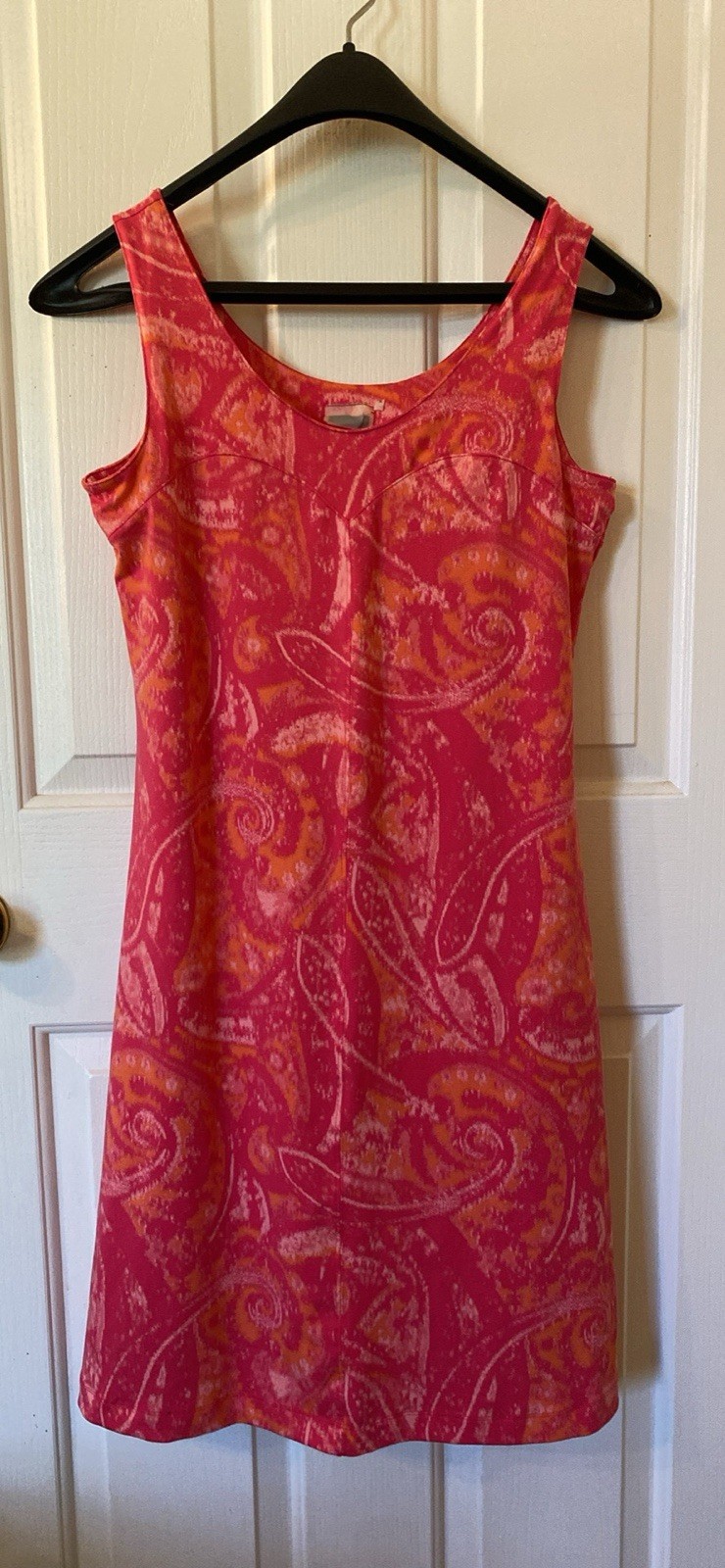 Athleta Garden Isle Pink & Orange Tropical Sun Dress w/Shelf Bra M NWOT