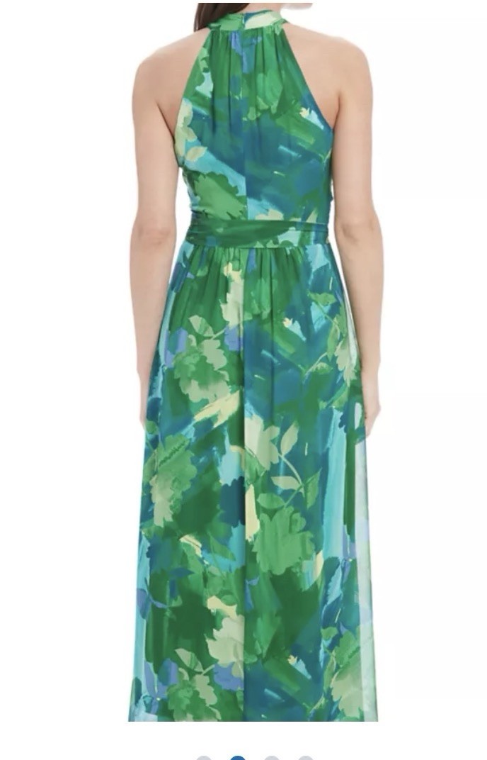 Printed Chiffon Halter Neck Dress