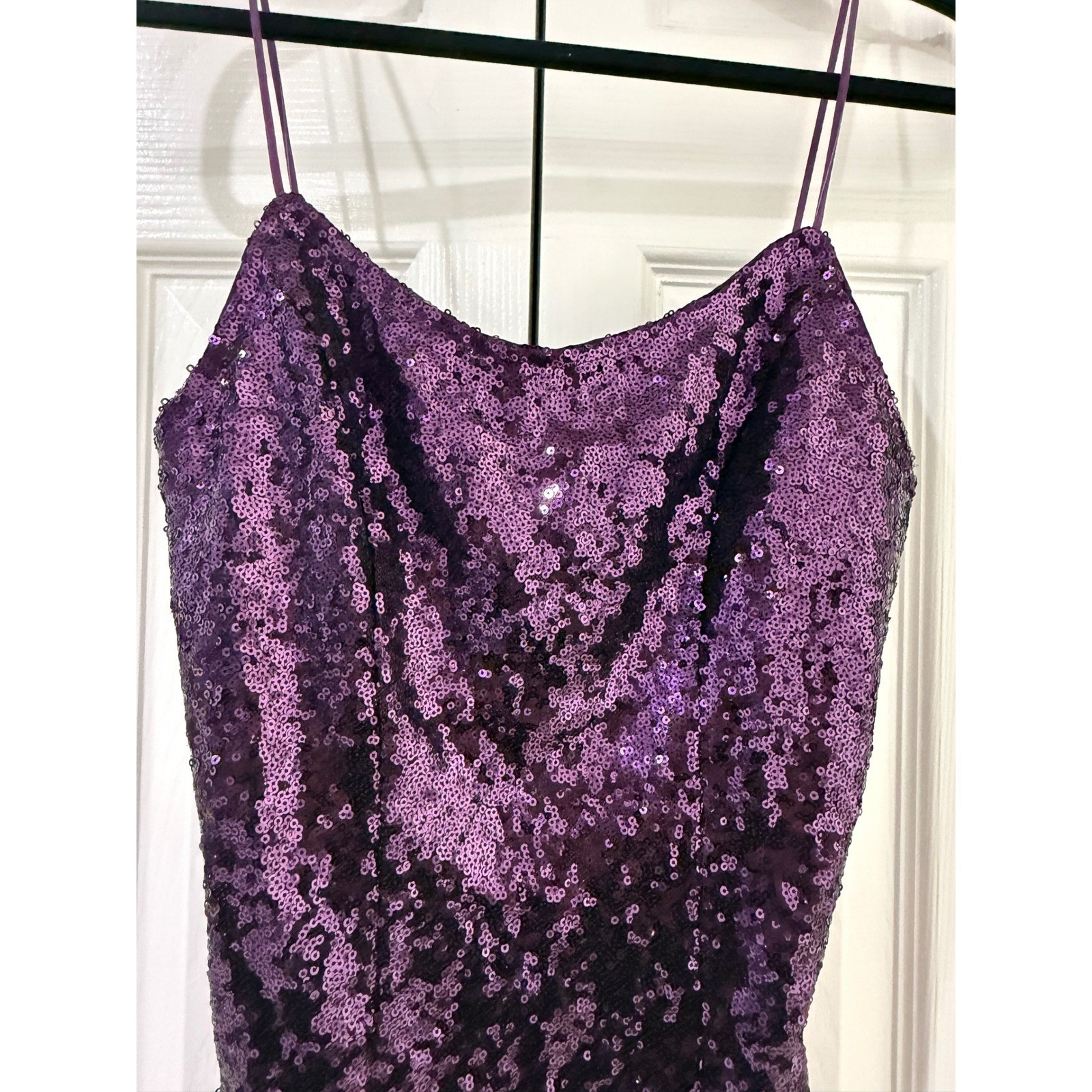 Lulus Purple Sequin Spaghetti Strap Mini Bodycon Slip Dress S Y2K Party Club