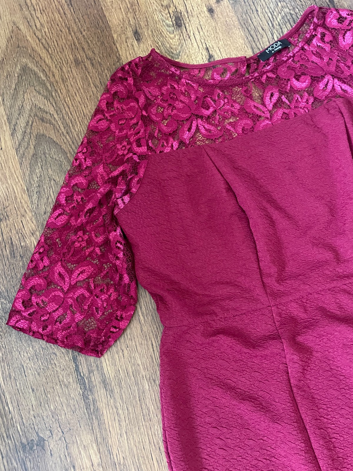 Moda by George burgundy bodycon dress with lace details uk 18 eur 46