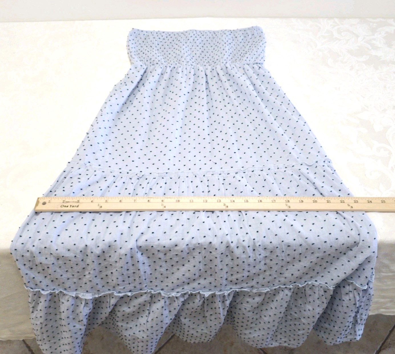 Style Envy Peasant BOHO STRETCHY Tube Top LONG STRAPLESS MAXI Dress Medium Blue