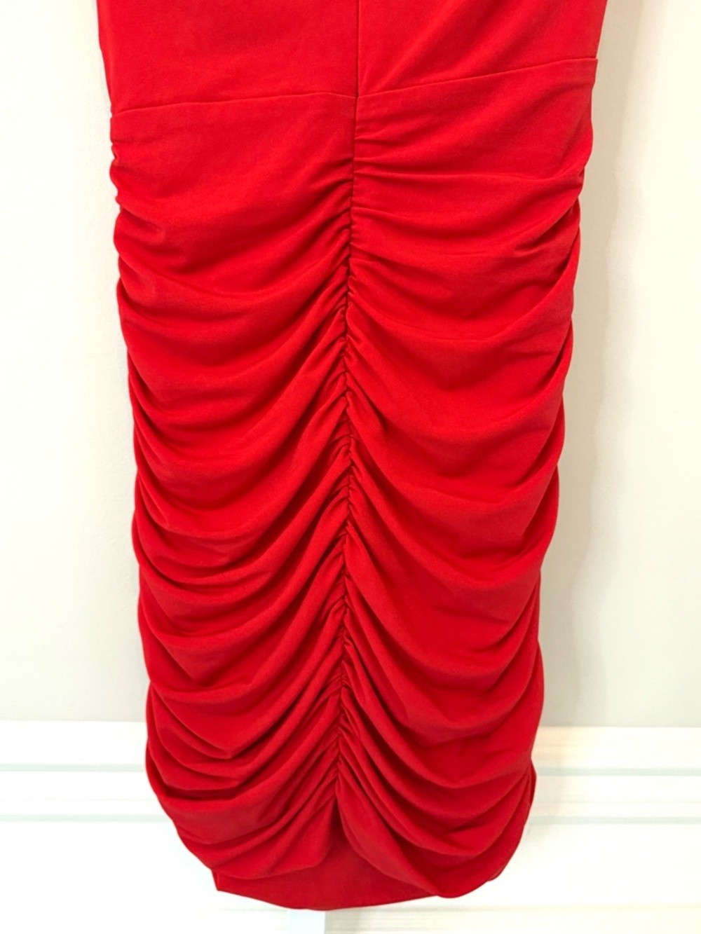 NWT Nookie Dakota Gathered Red Asymmetrical One-Shoulder Ruched Mini Dress