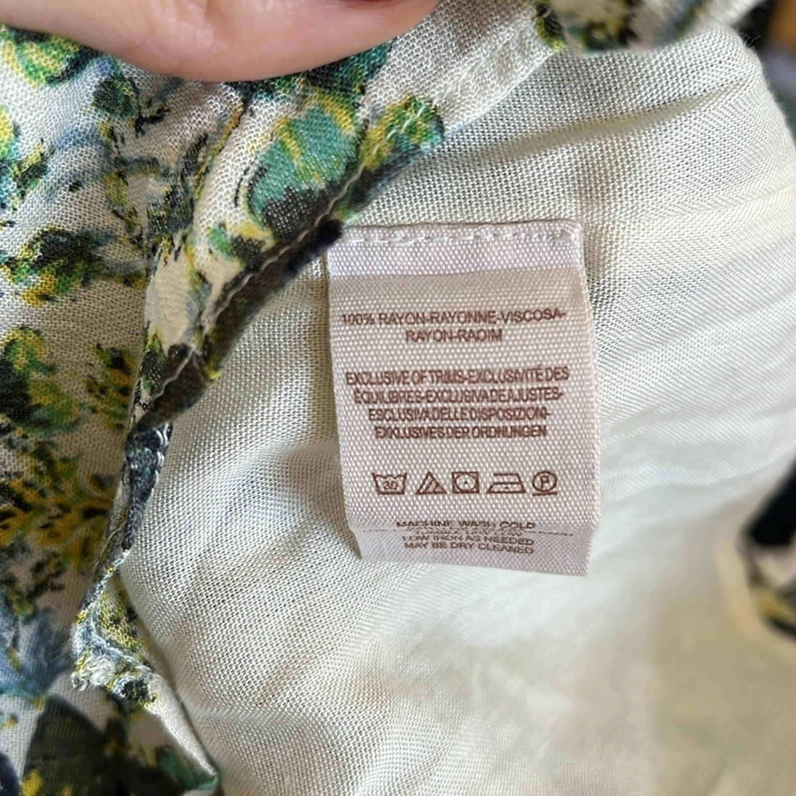 Free People Washed Ashore Floral Print Mini Dress Boho Ivory Green Women Size M