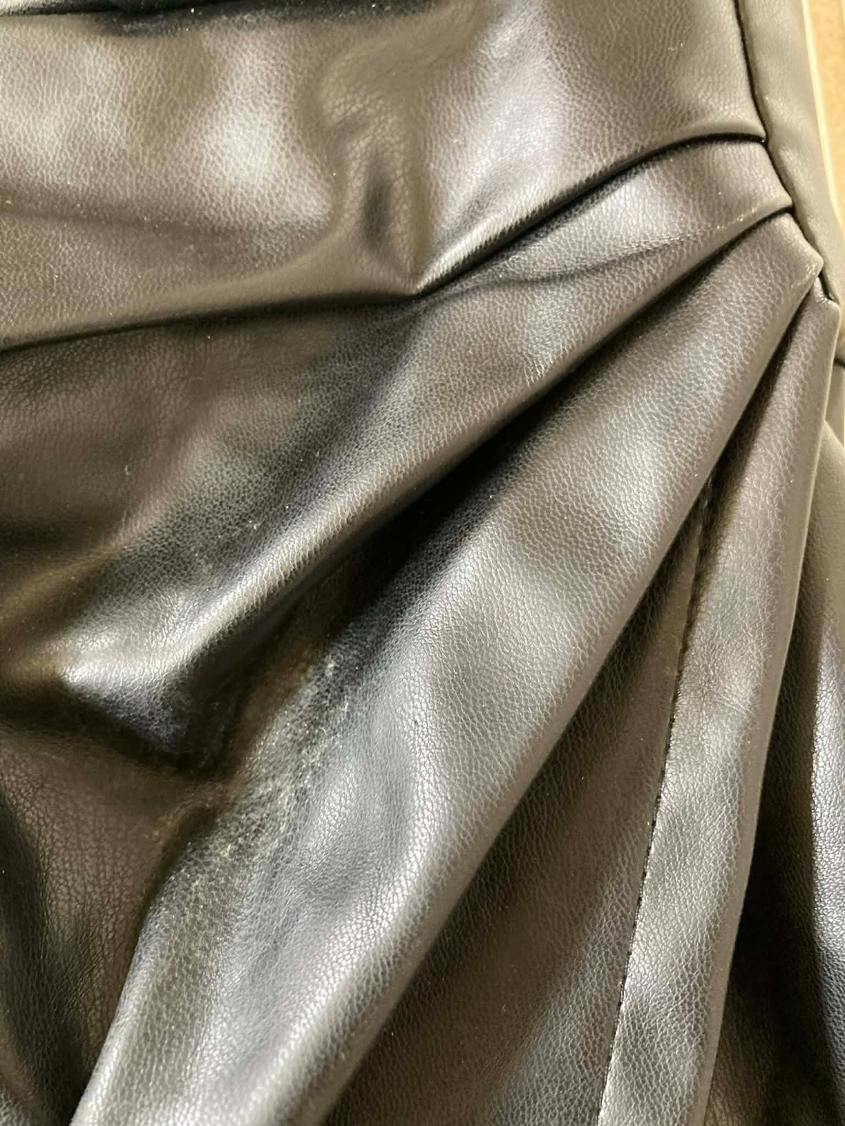 Lulus Taking Me There Black Vegan Leather Ruched Bodycon Mini Dress Medium