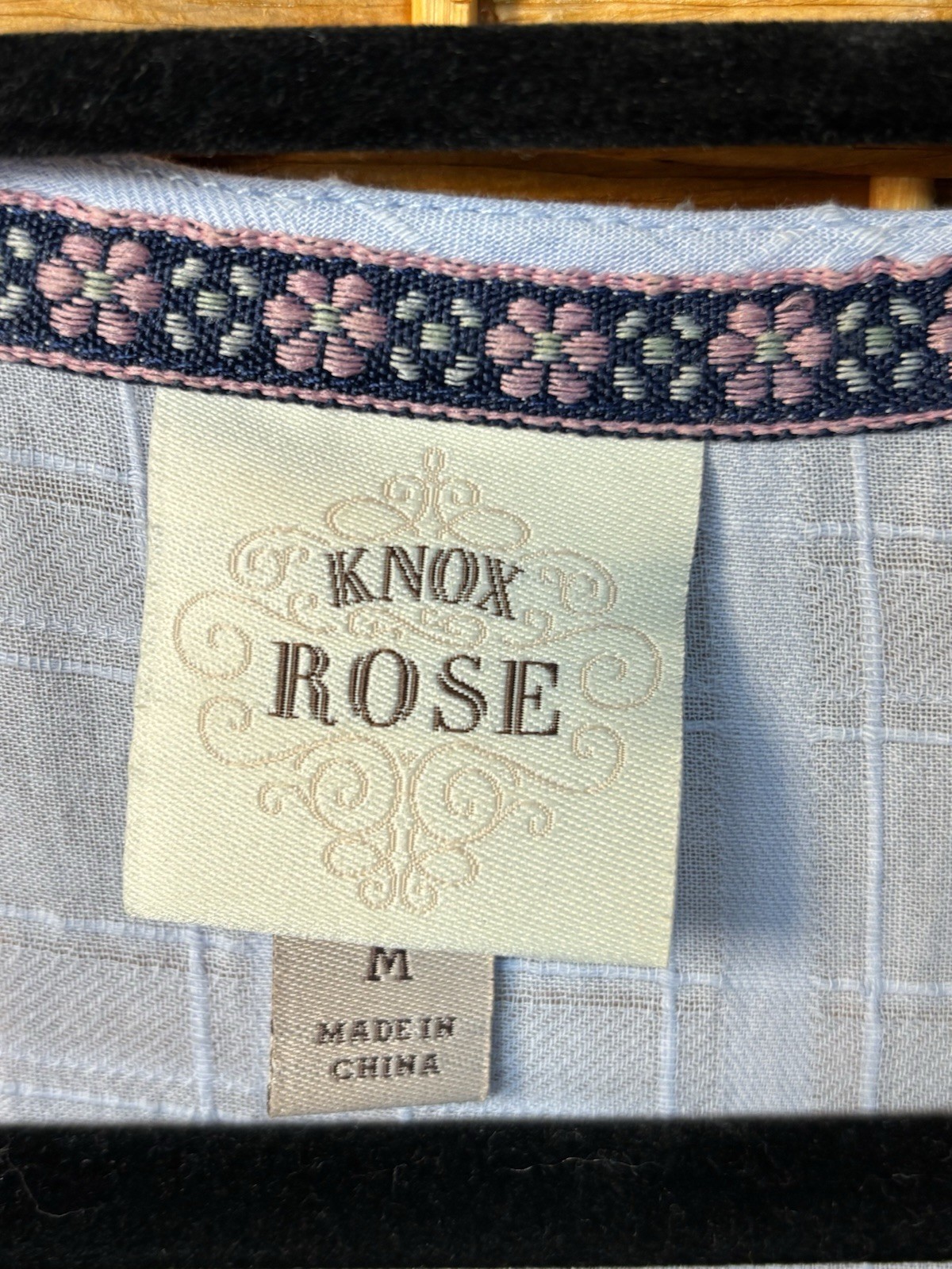 Knox Rose Light Blue V-Neck Puff A-Line Women Dress Crochet Embroidered M 2162