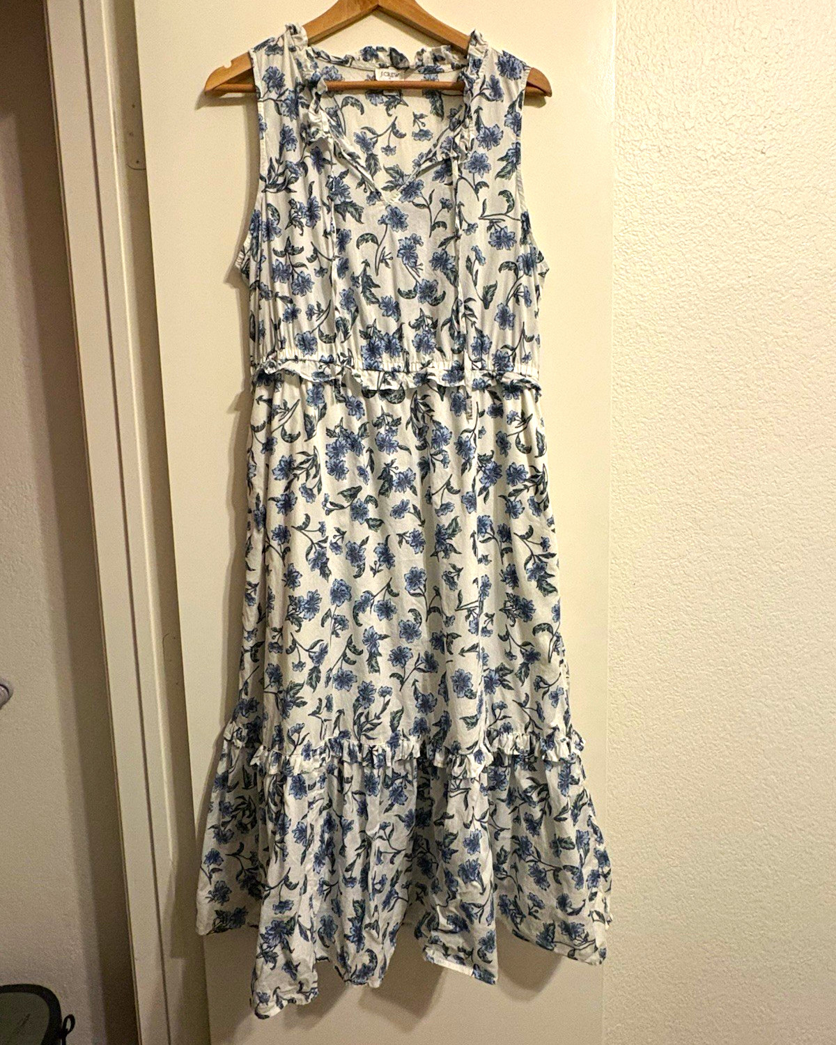 J.CREW Women’s 12 Floral A-Line Midi Dress V-Neck Sleeveless Cotton Lined