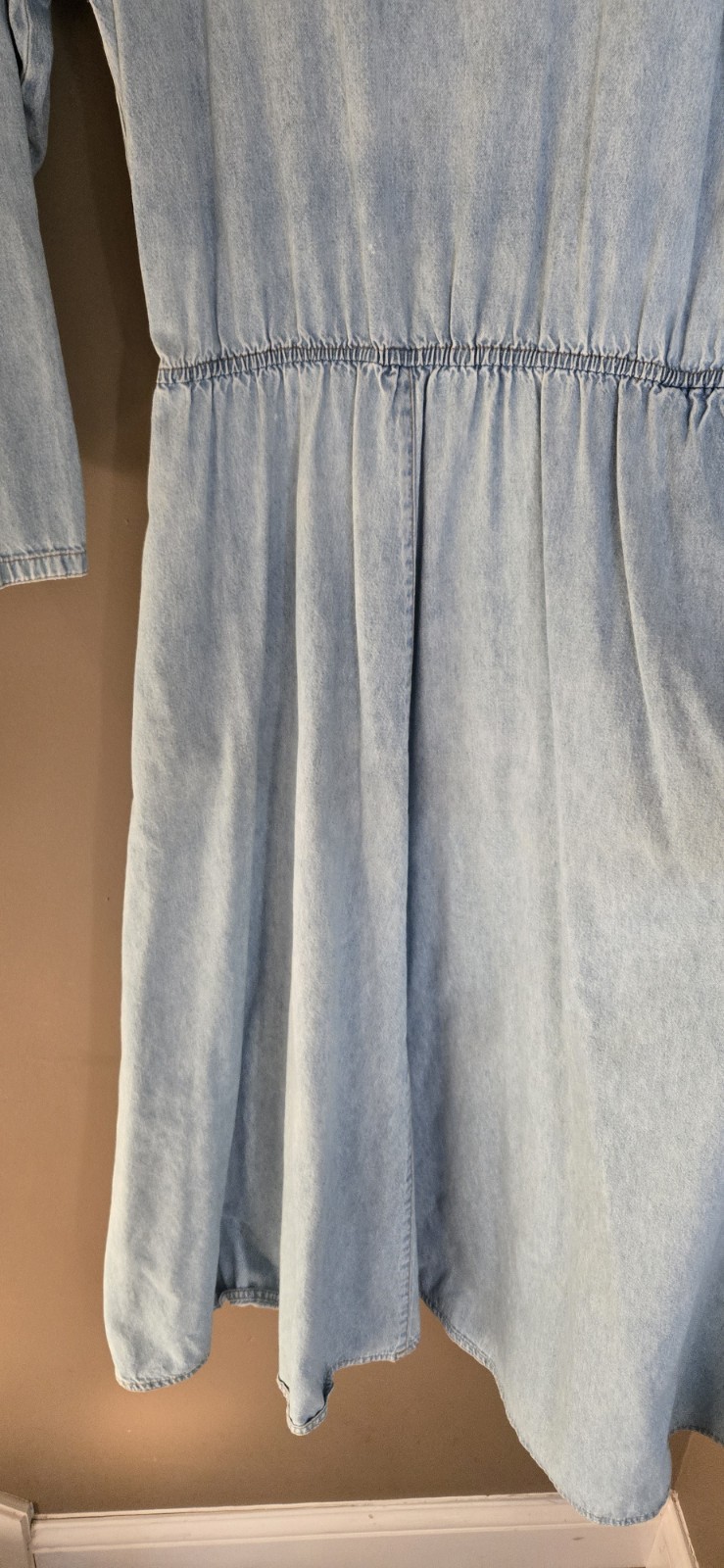 Coldwater Creek Light Wash Denim Prairie Cottage Dress Long/Long Sleeve