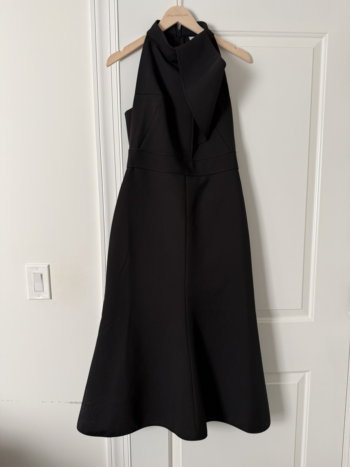 Acler black tie ankle length dress black heavy material size 6