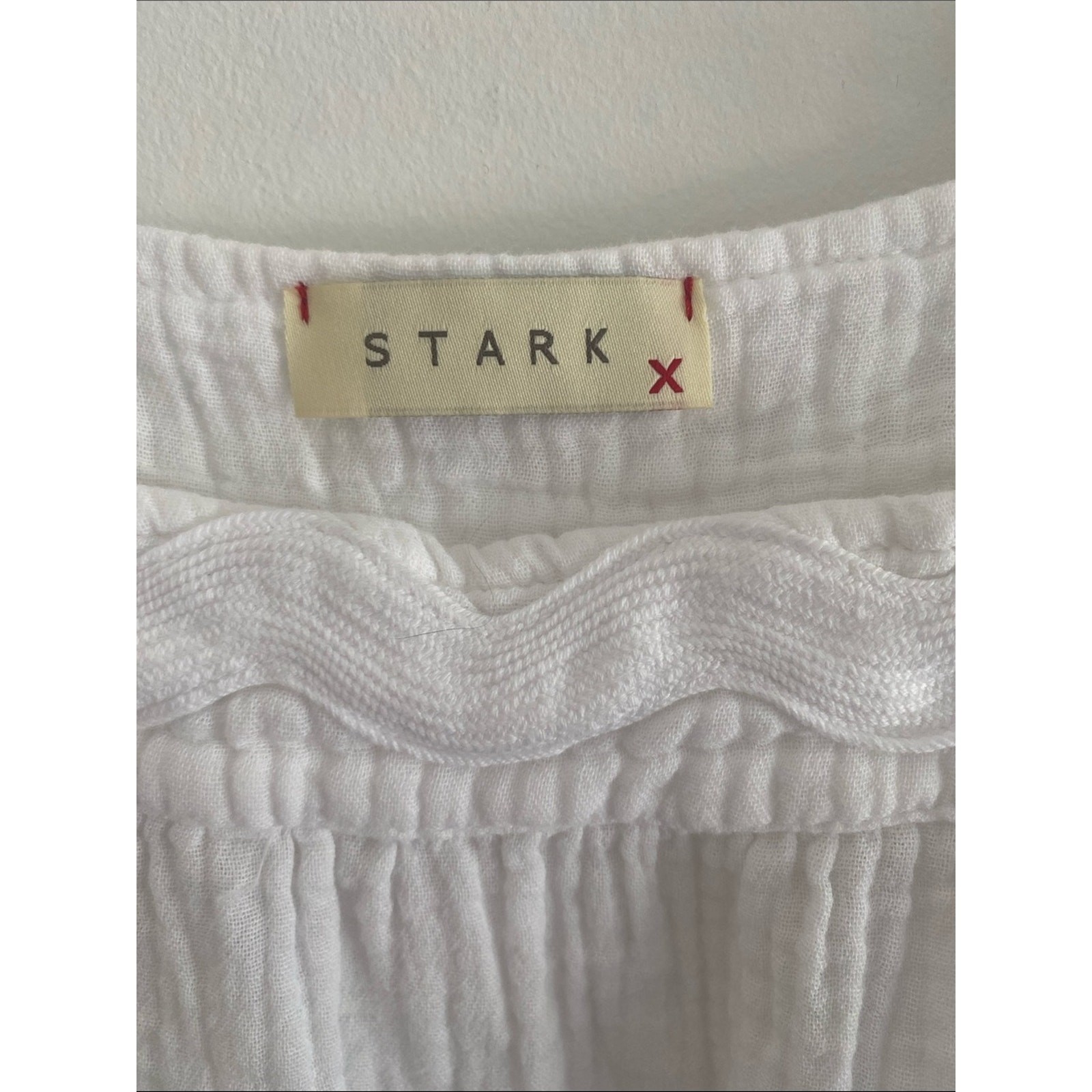 Stark X Square Neck Gauzy Cotton Puff Slv Dress White XS