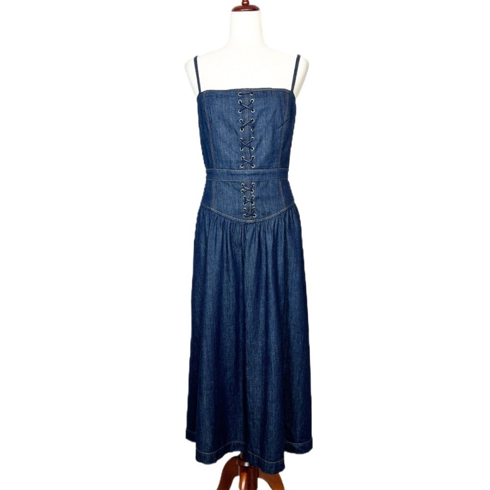 REFORMATION Women’s Size 12 Liffey Dark Wash Florentina Sleeveless Midi Dress