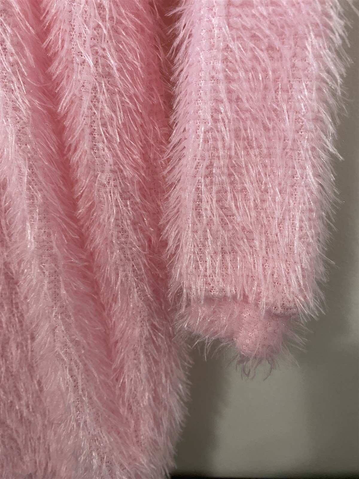 Women’s Lightweight Pink Fuzzy Midi Dress Long Shirt Long Sleeve Size Large