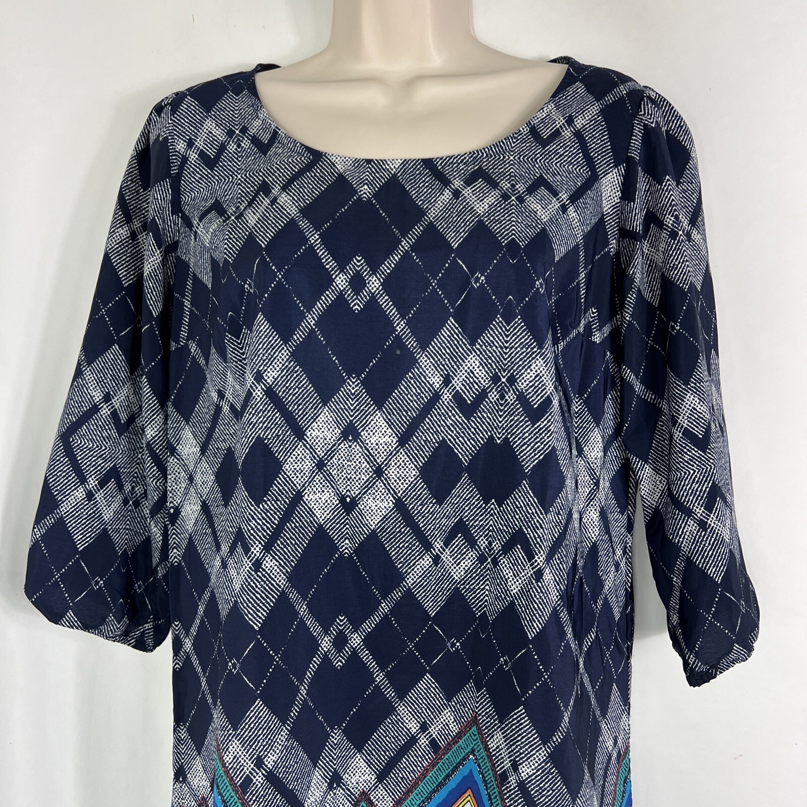 Be Bop Shift Dress Women’s Medium Half Sleeve Knee Length Lightweight Geometric