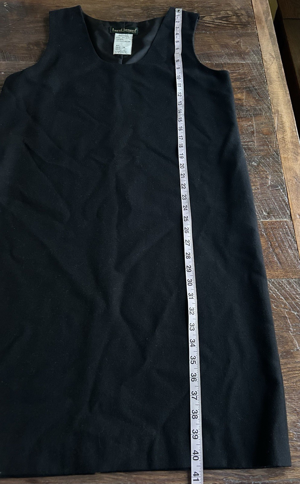 Harve Benard 100% Wool Jumper Dress Size 14 Black Sleeveless Pockets Ukraine