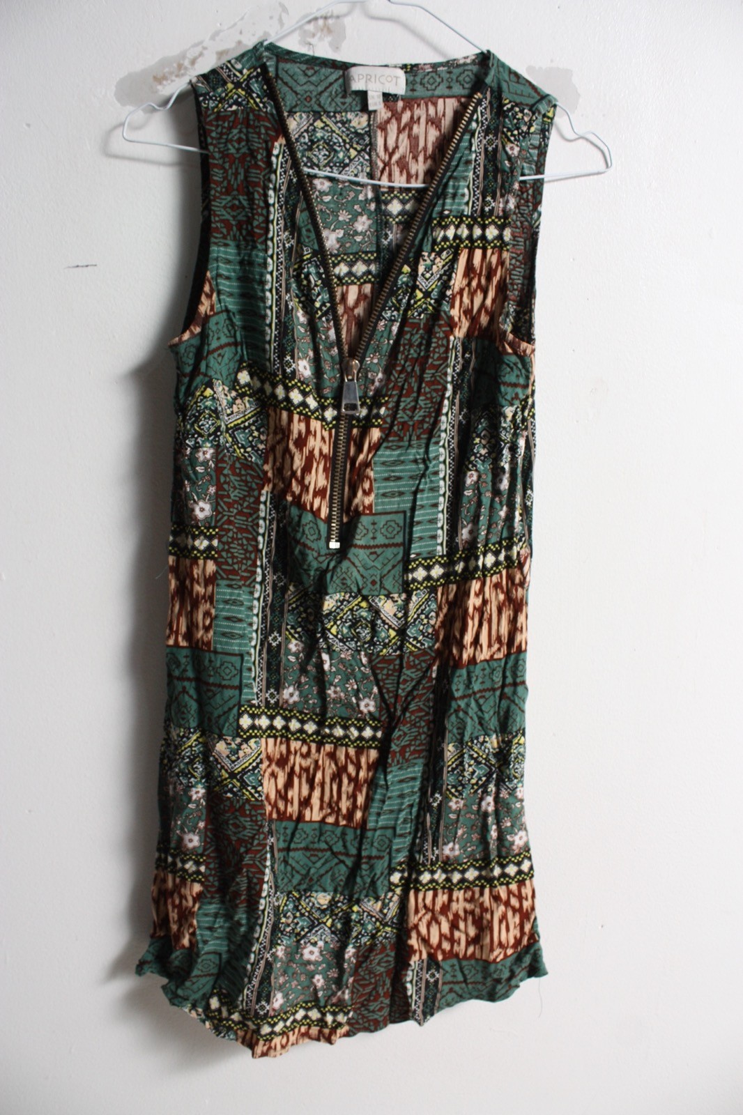 Apricot Womens Front Zip Patterned Dress Multi – Size 10 (M6)