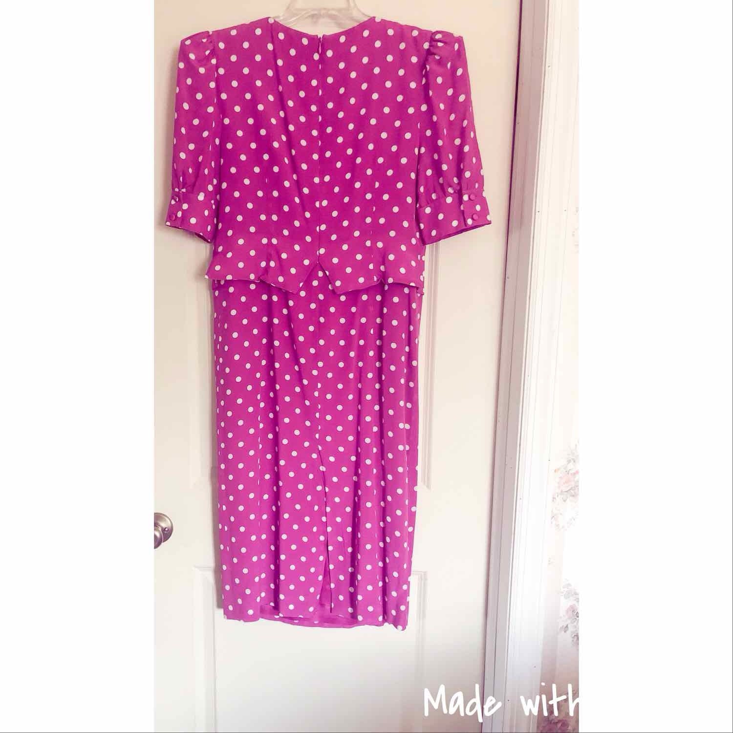 Alessandra Rich Pink & White Polka Dot Print Silk Dress