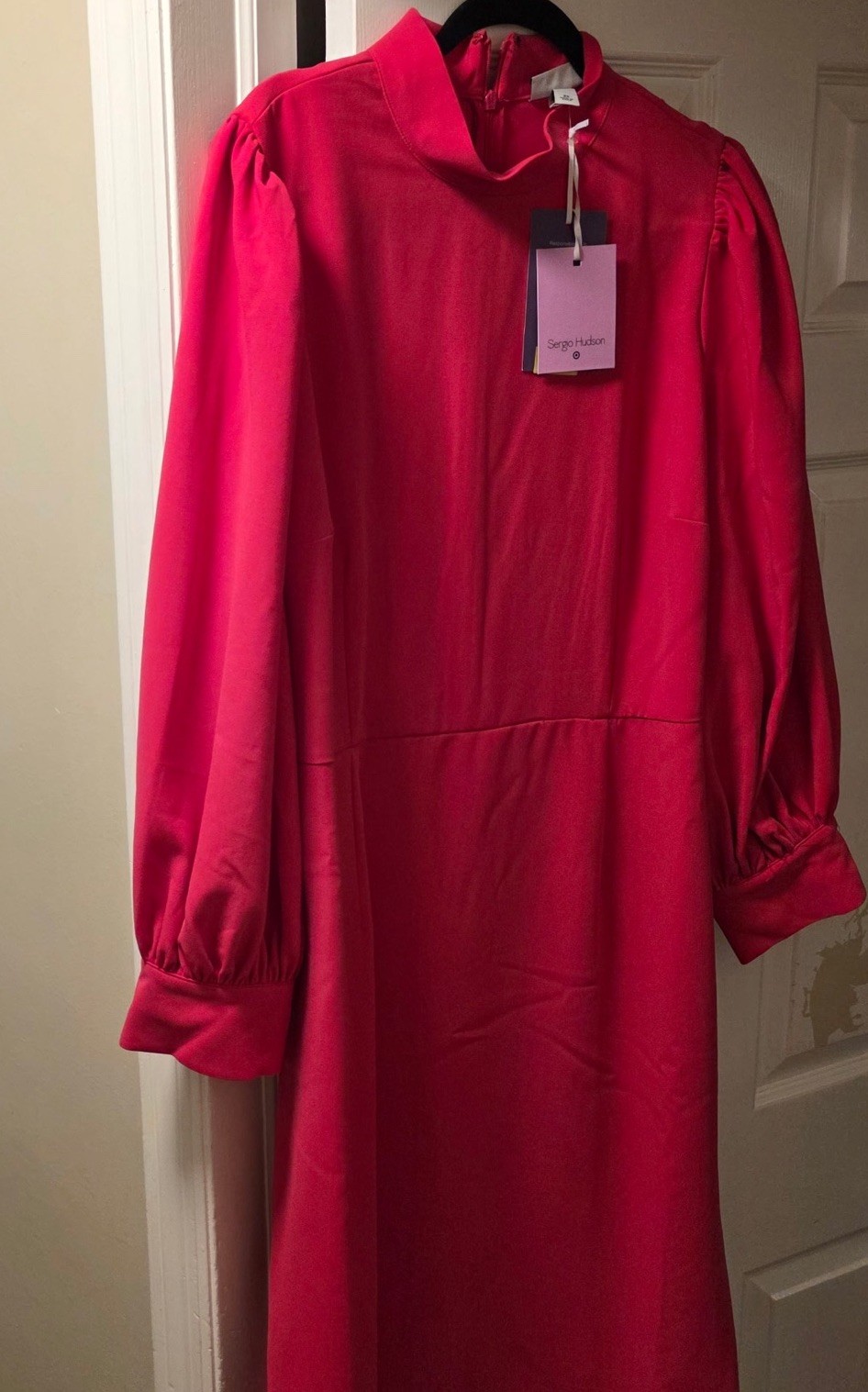 Sergio Hudson x Target Collab Pink Balloon Sleeve Hi-Neck Knee Lngth Dress Sz 2X