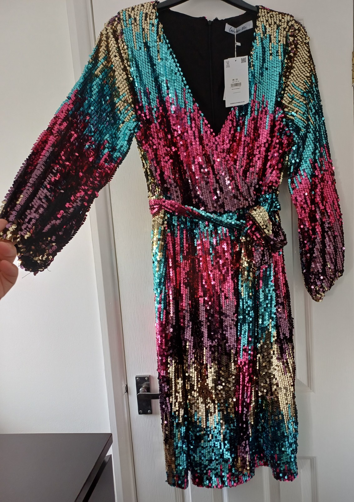 BNWT YOURS sz 22 JEWEL OMBRE SEQUIN EVENING PARTY DRESS NEW PLUS CURVE RP £65