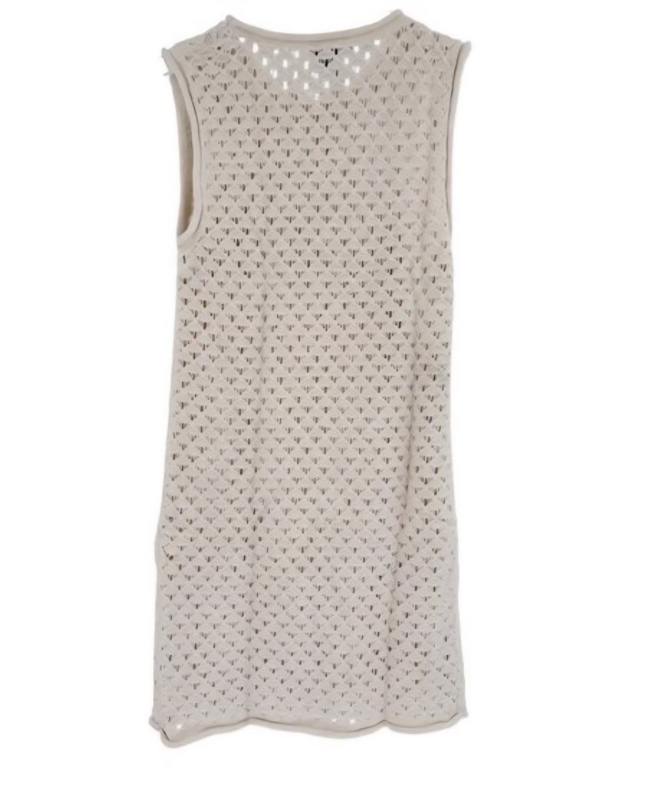 Sanctuary Beige Crochet Sleeveless Shift Dress M, Geometric Pattern, Crew Neck