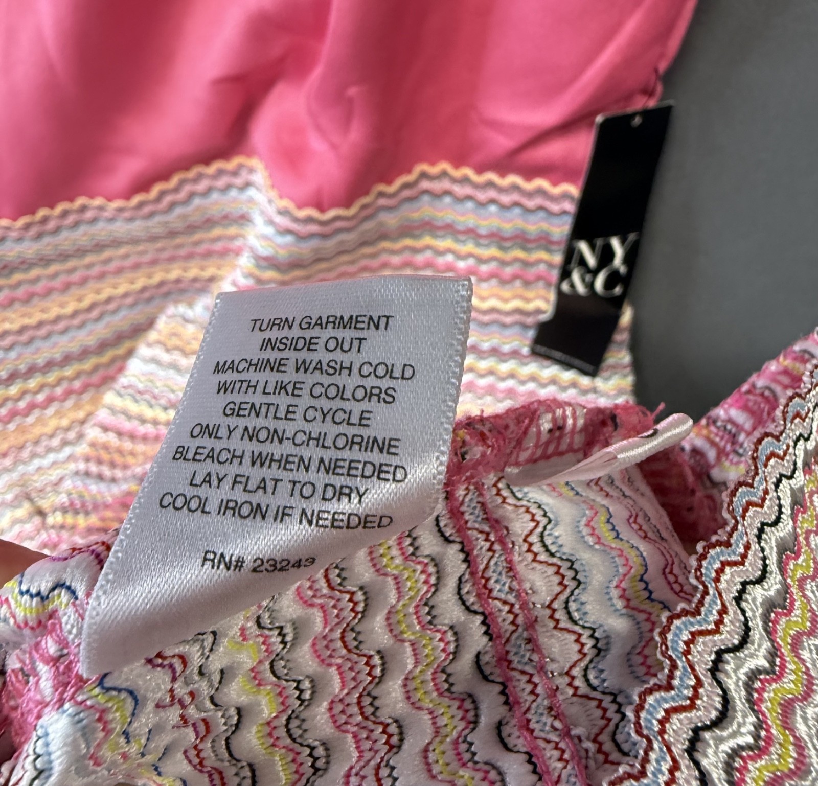 NWT New York & Company Pink & Multicolor Textured Zig Zag Mini Fit & Flare Dress