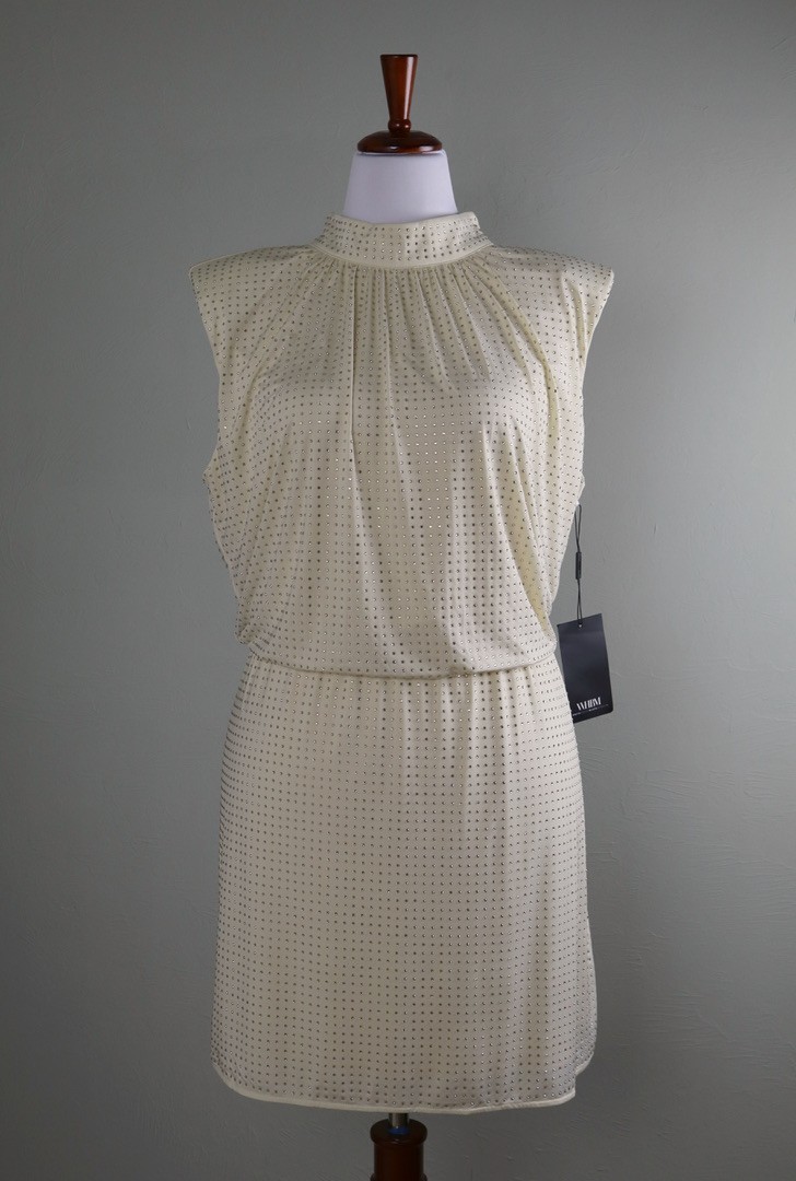WHITE HOUSE BLACK MARKET NWT $160 Mock Neck Heatset Crystal Mini Dress Size XL