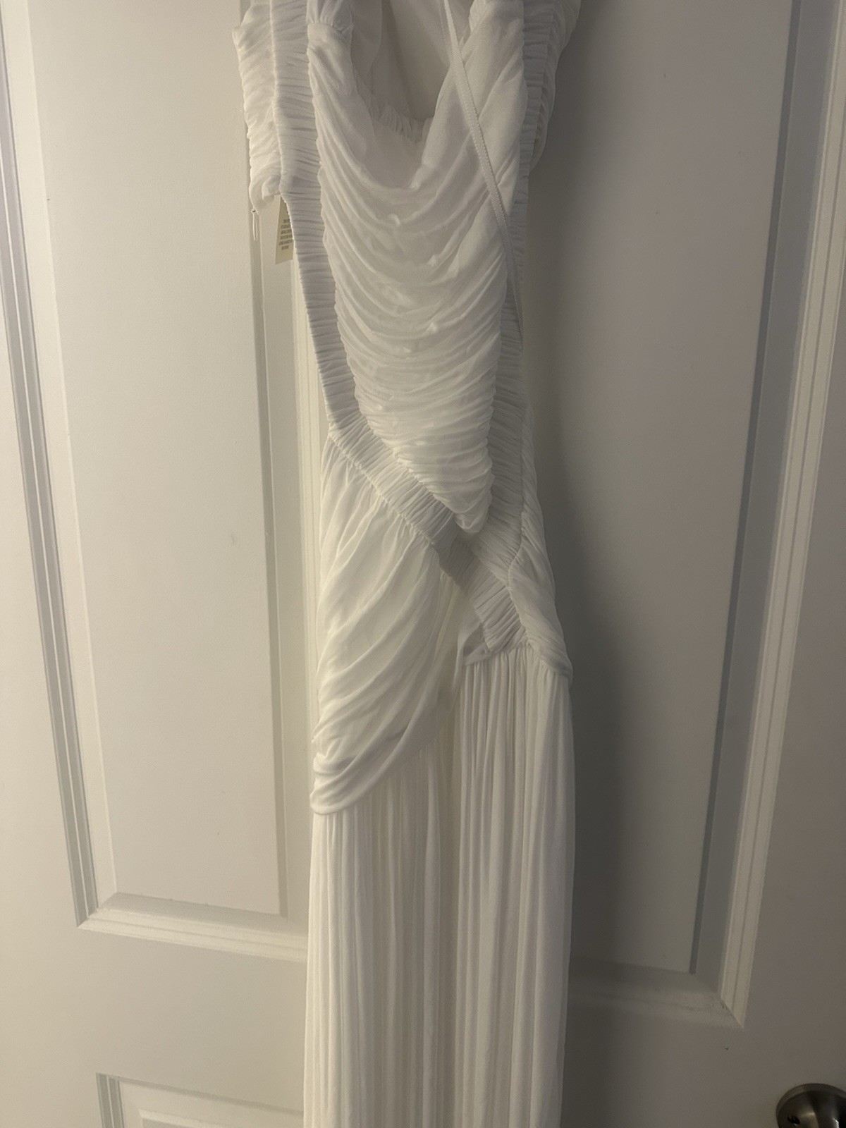 Christopher Esber Orion Maxi Dress White Cut-Out Ruched Sleeveless 8 AU