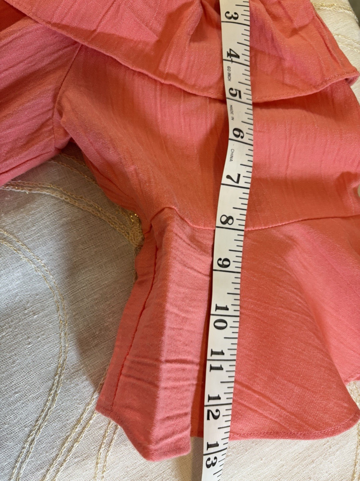 Violet Weekend Peach Off Shoulder Ruffle Knee Length Dress L Cotton Blend