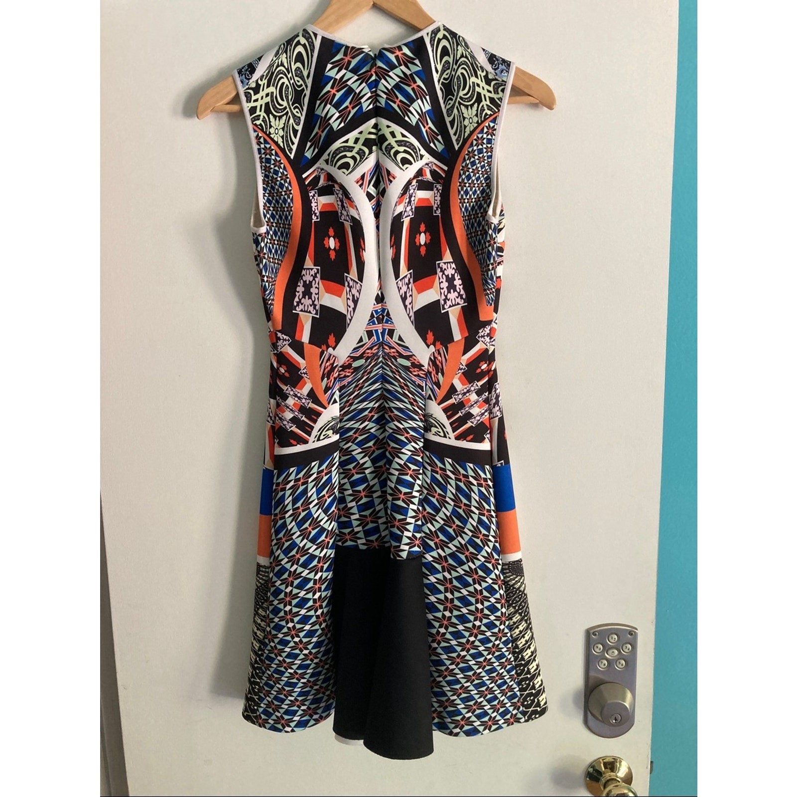 Clover Canyon Size XS Neoprene Cuban Tile Dress Fitted Mini Rear Zipper 2014