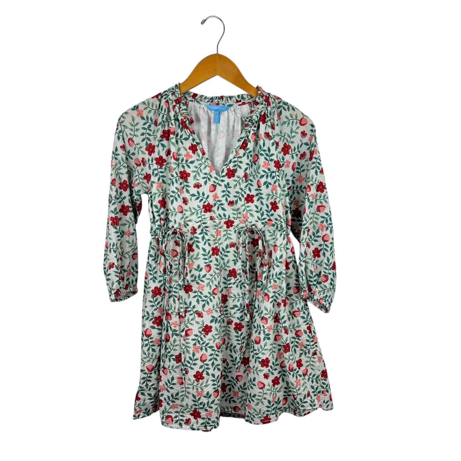Draper James Kellie Babydoll Dress in Strawberry Fields XS Cotton Floral Happy