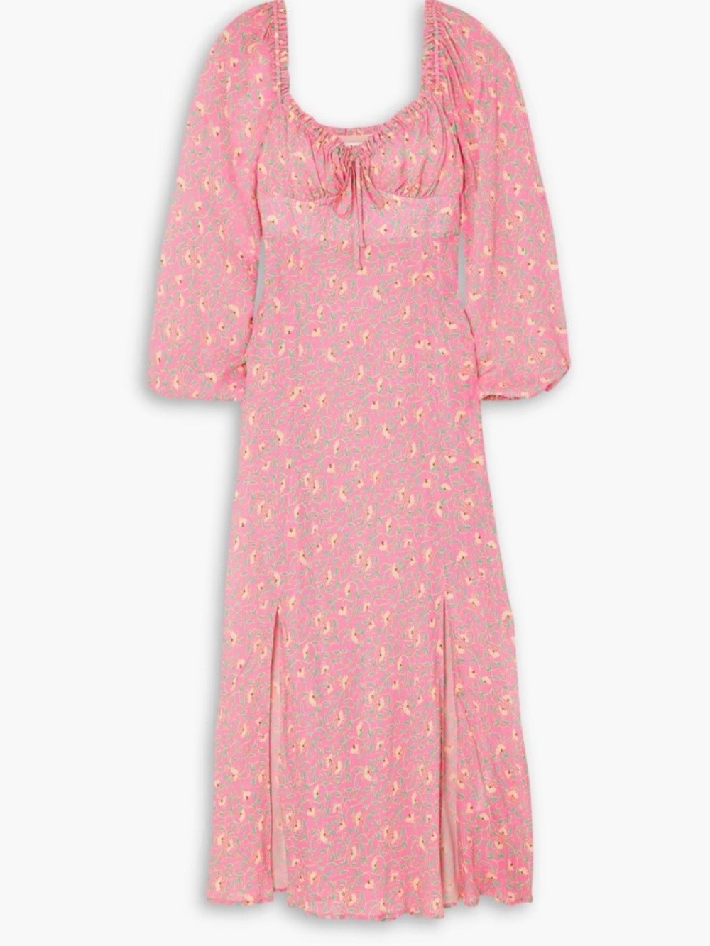 RIXO Olimani tie-detailed floral-print crepe de chine midi