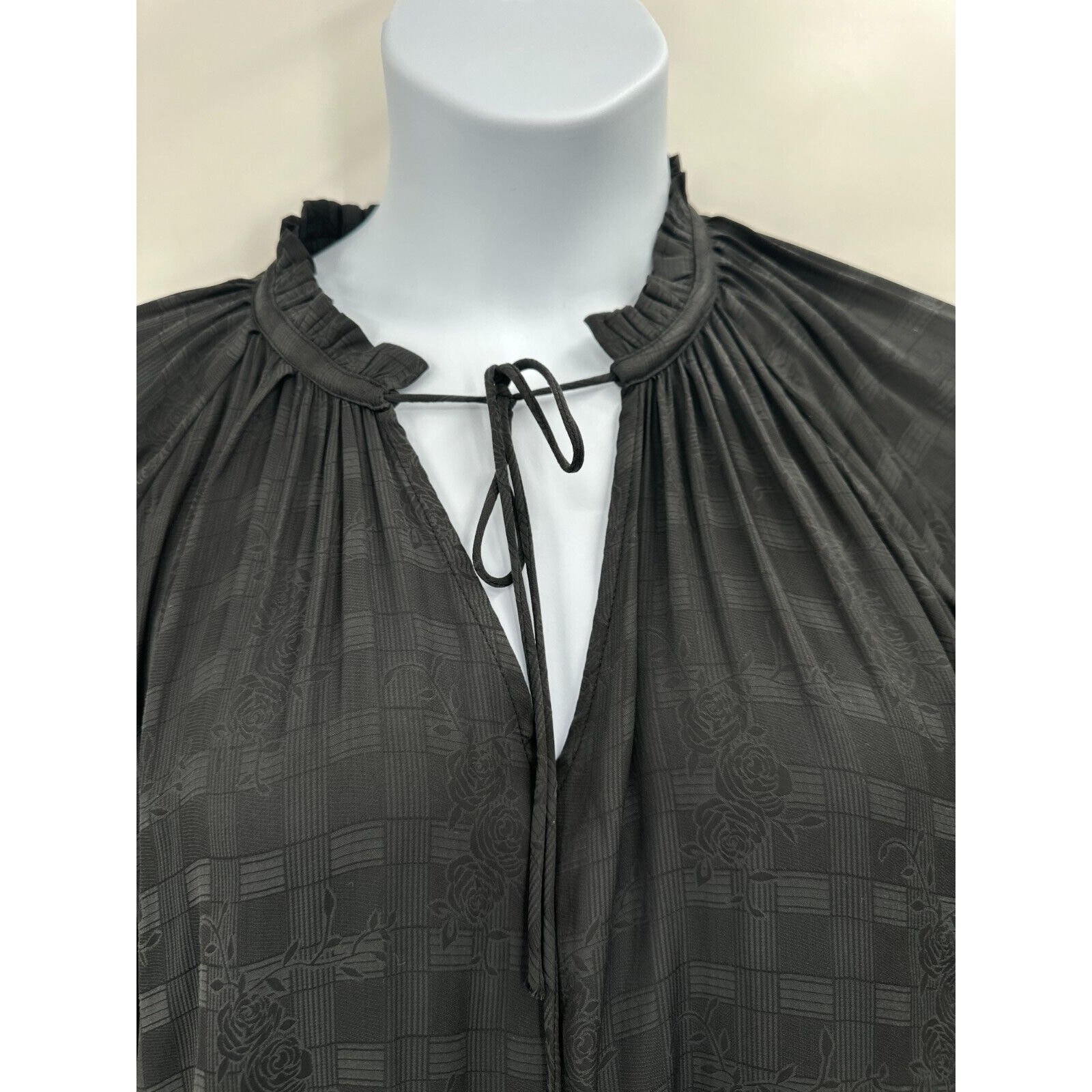 Current Air Jacquard Mini Dress Medium Tie Neck Pleated Whimsy Layered Fairygoth