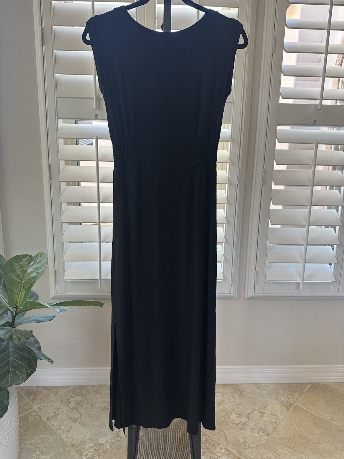 * NWT WHBM Black Knit Maxi Dress, Cinched Sides, Size XXS