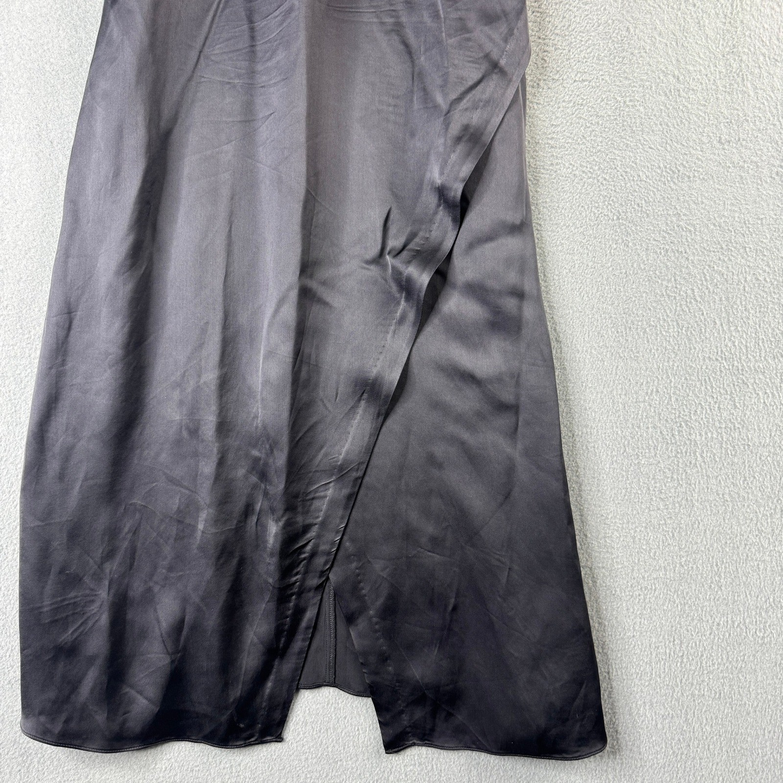 Madewell Black Satin Faux Wrap Midi Slip Dress V-Neck Straps AL307 Size 4