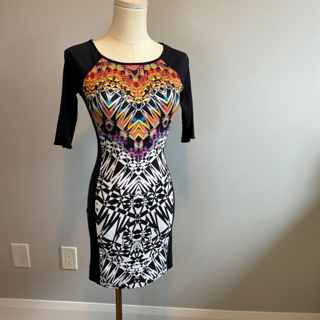 Marc Cain Sports, Graphic, Ribbed, Short Raglan Sleeve, Multicolour SZ SM