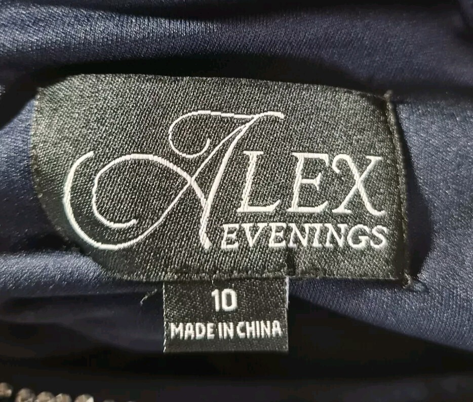ALEX EVENINGS Women Sheath Layer Prom Dress Size 12 Cold Shoulder Crew Neck 48A