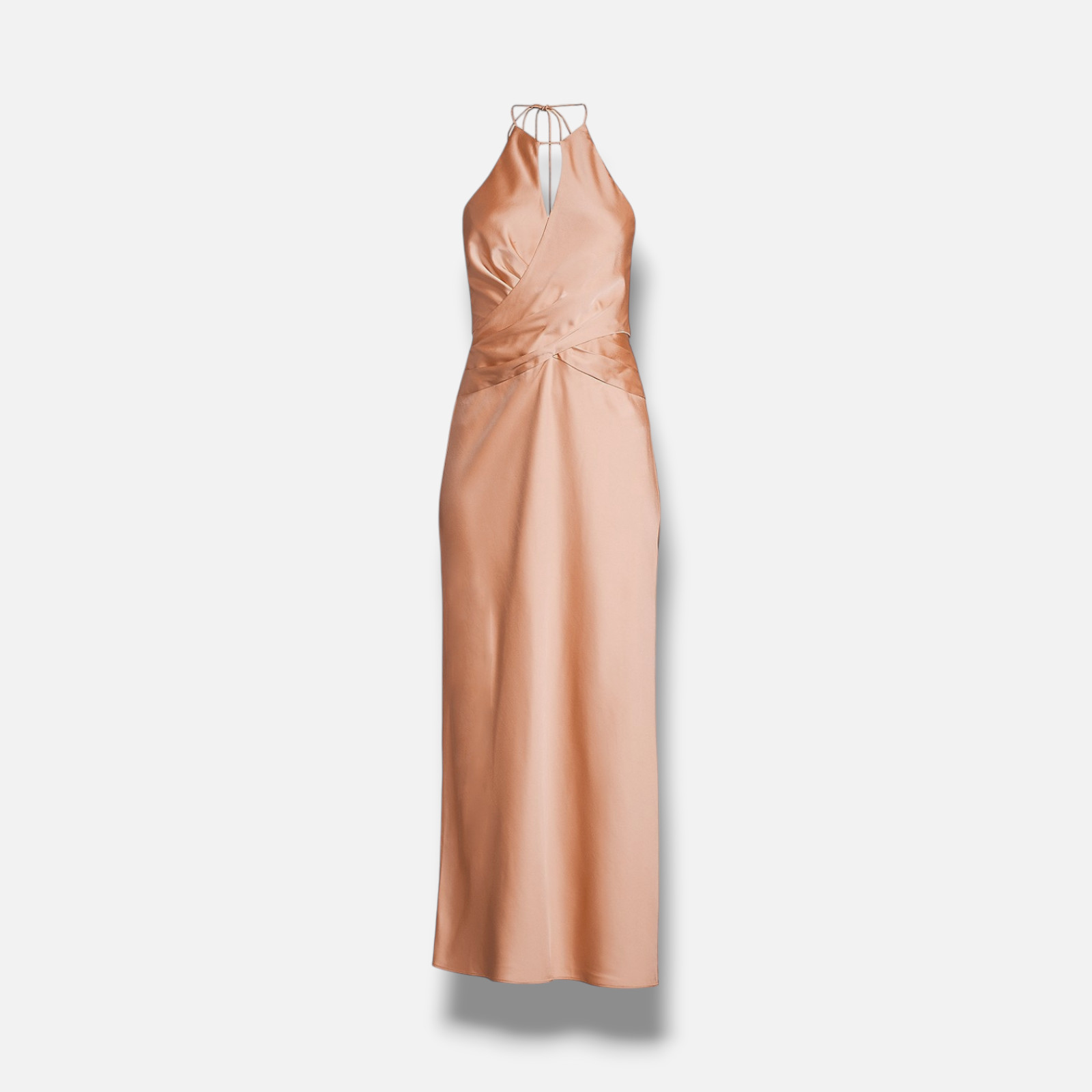 Significant Other Women’s Beige Alix Satin Halter Crossover Midi Dress Size 10