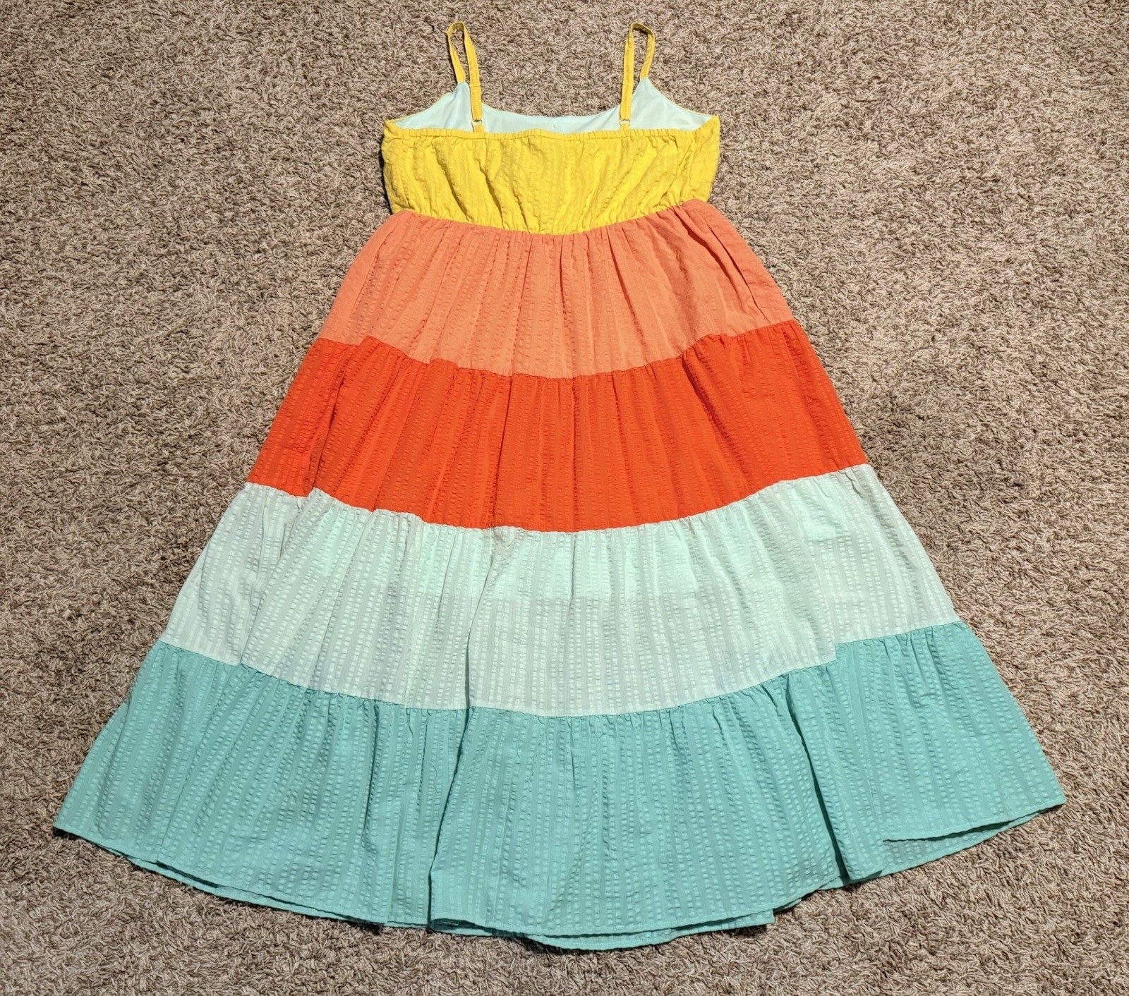 Torrid Womens Color Block Maxi Challis Tiered Dress Plus Size 1XL(14/16)