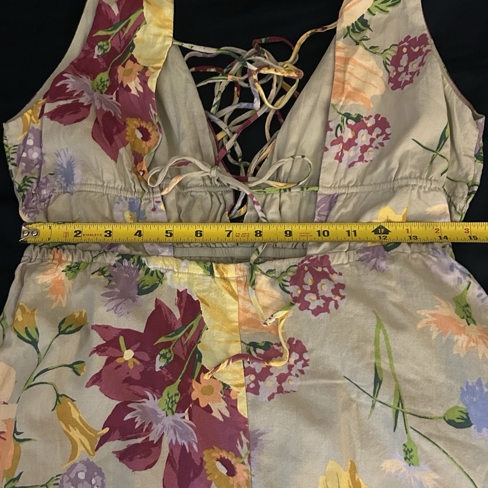 H&M Floral Summer Cotton Linen Maxi Dress Fully Lined Adjustable Long Large / L