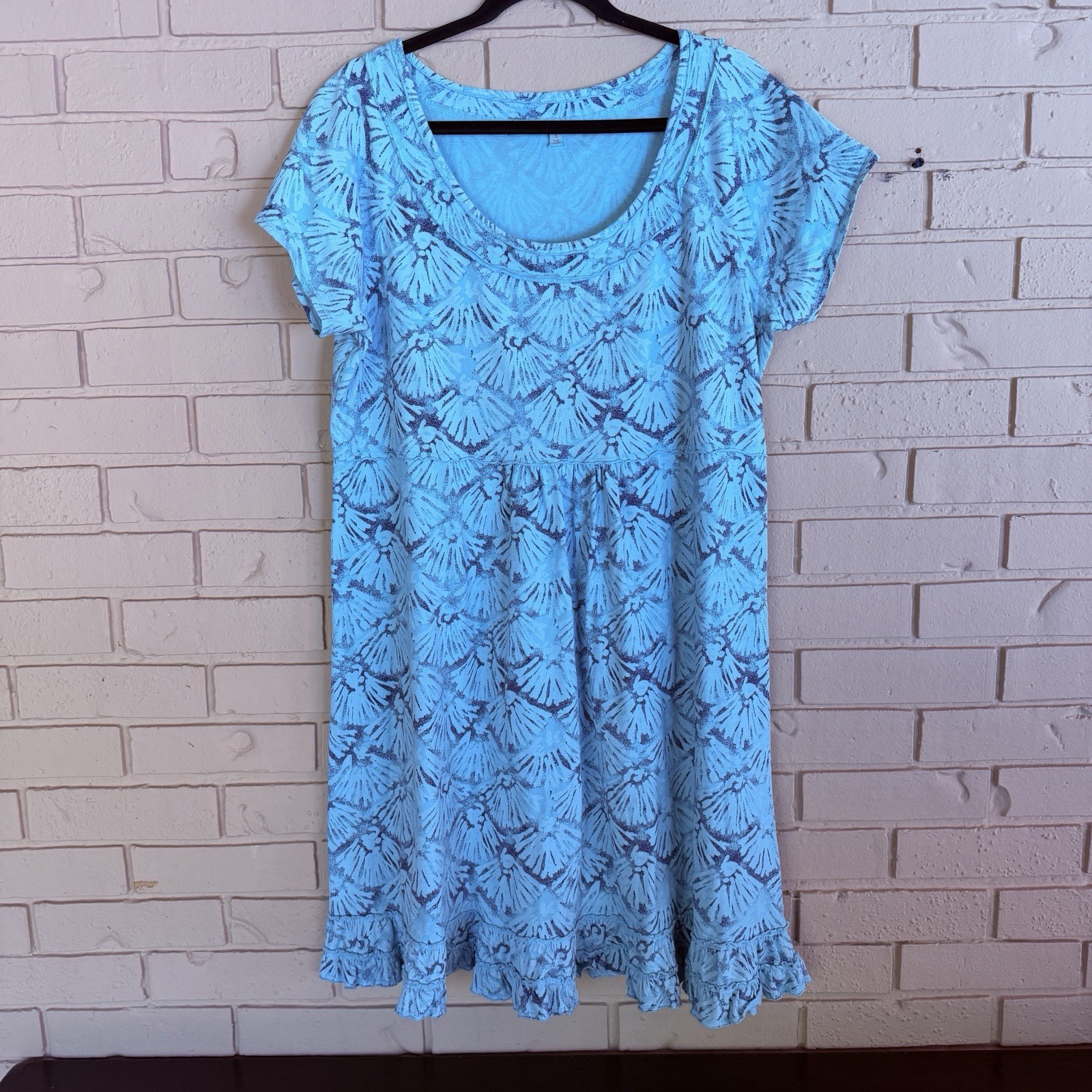 Fresh Produce Floral Dress XL Cotton Ruffle Hem Made in USA Beach Resort Casual