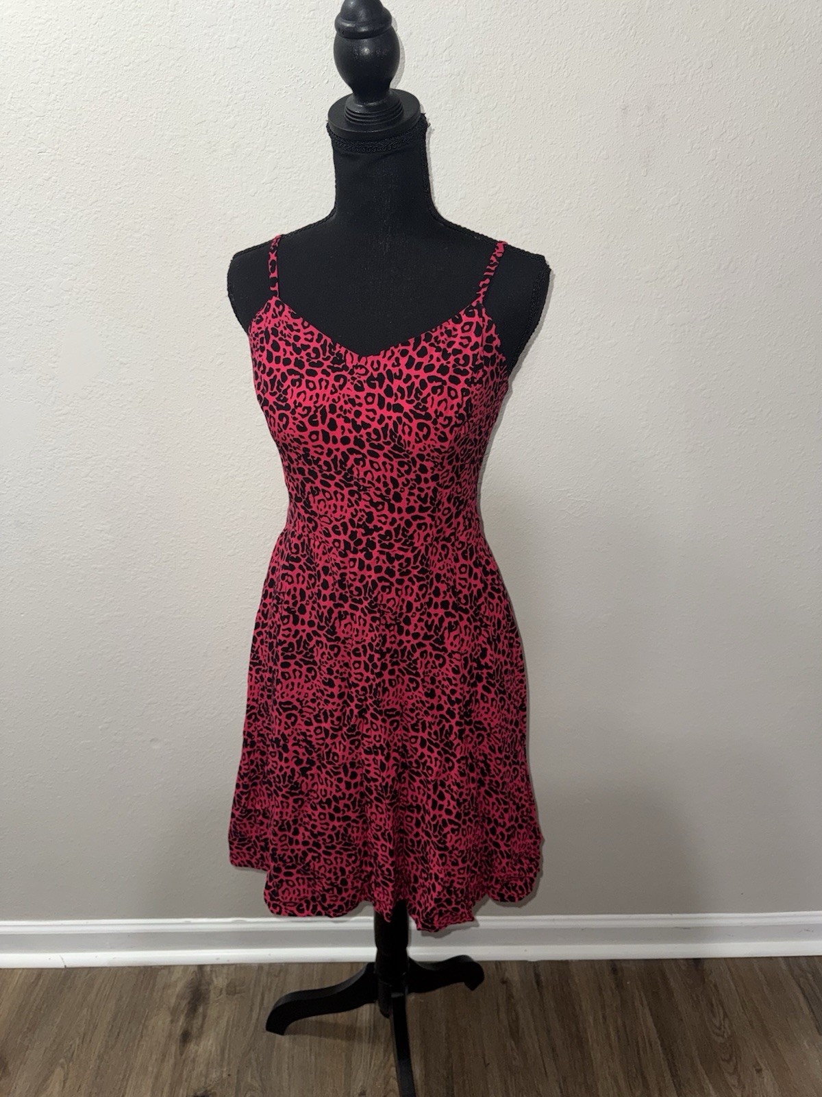 Y2K Apt 9 Pink Cheetah Print Dress S Mall Goth Cyber Grunge Emo Punk Clubwear