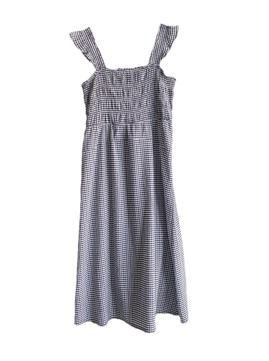 Old Navy Gingham Smocked Midi Dress in Navy White Size L cottagecore prairie